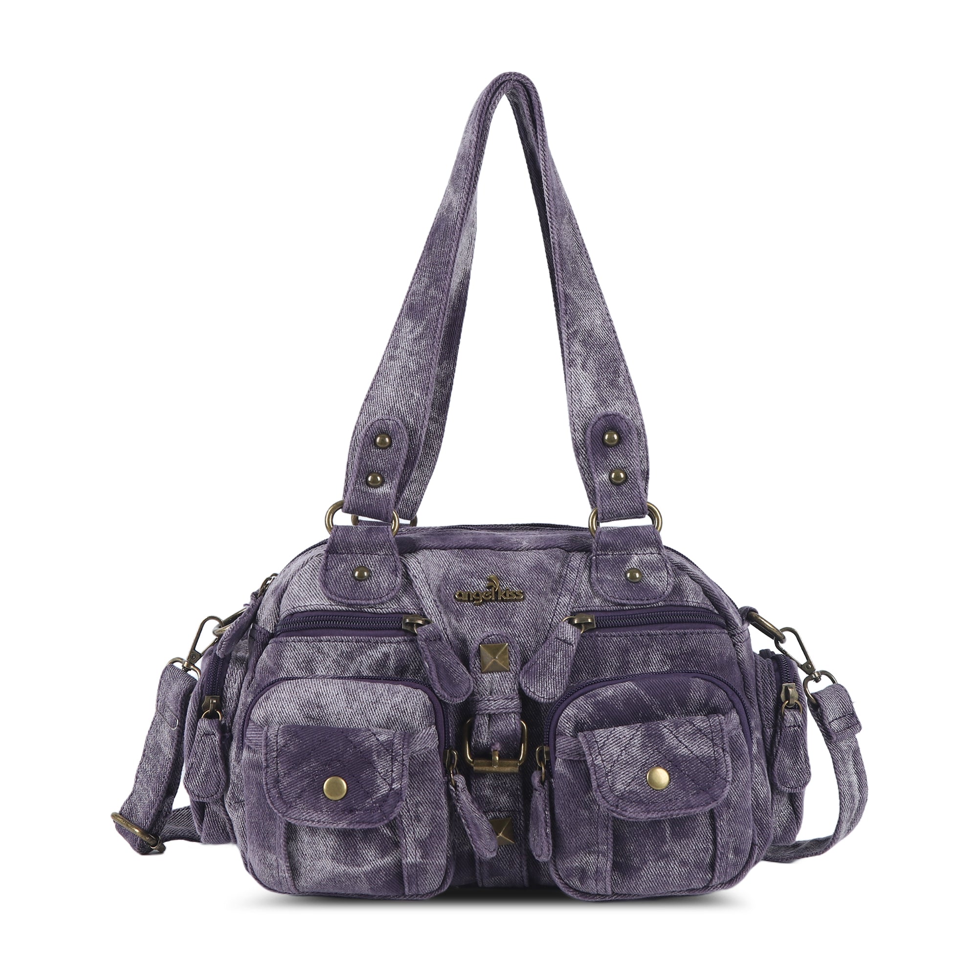 Bolso de mano de piel lavada con diseño denim, estilo único para mujer, bandolera.