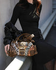 Retro Trend Patchwork Leopard Print Vegan Leather Shoulder Tote Bag