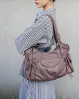 Faded Violet Vegan Leather Tote / Crossbody Bag