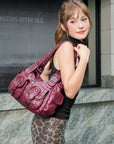 Vintage Y2K Studded Multi-Pocket Semi-Soft Tote Shoulder Bag