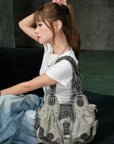 Everyday Hobo Shoulder Bag with Contrast Trim Details