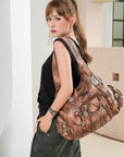 Tie-Dye Hobo Shoulder Bag with Rivet Strap Details
