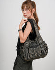 Tote Retro Solid Color Spacious Unique Texture Wandering Bag