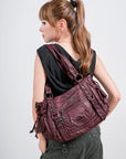 Vintage Studded Vegan Leather Everyday Bag | Custom Hardware