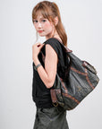 Modern Trendy Vintage Vegan Leather Hobo Tote Shoulder Bag