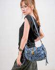 Vintage Boho Shoulder Bag – Washed Denim Purse for Free-Spirited Women