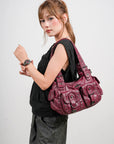 Vintage Y2K Studded Multi-Pocket Semi-Soft Tote Shoulder Bag
