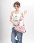 Retro Trend Patchwork Leopard Print Vegan Leather Shoulder Tote Bag