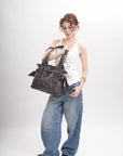 Angelkiss Vintage PU Tote Bag | Large Capacity Shoulder & Crossbody Handbag for Everyday Use