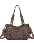Vintage Studded Vegan Leather Everyday Bag | Custom Hardware