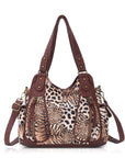Leopard / Denim Style Tote – Multi-Pocket Women’s Bag with Dual Style Options