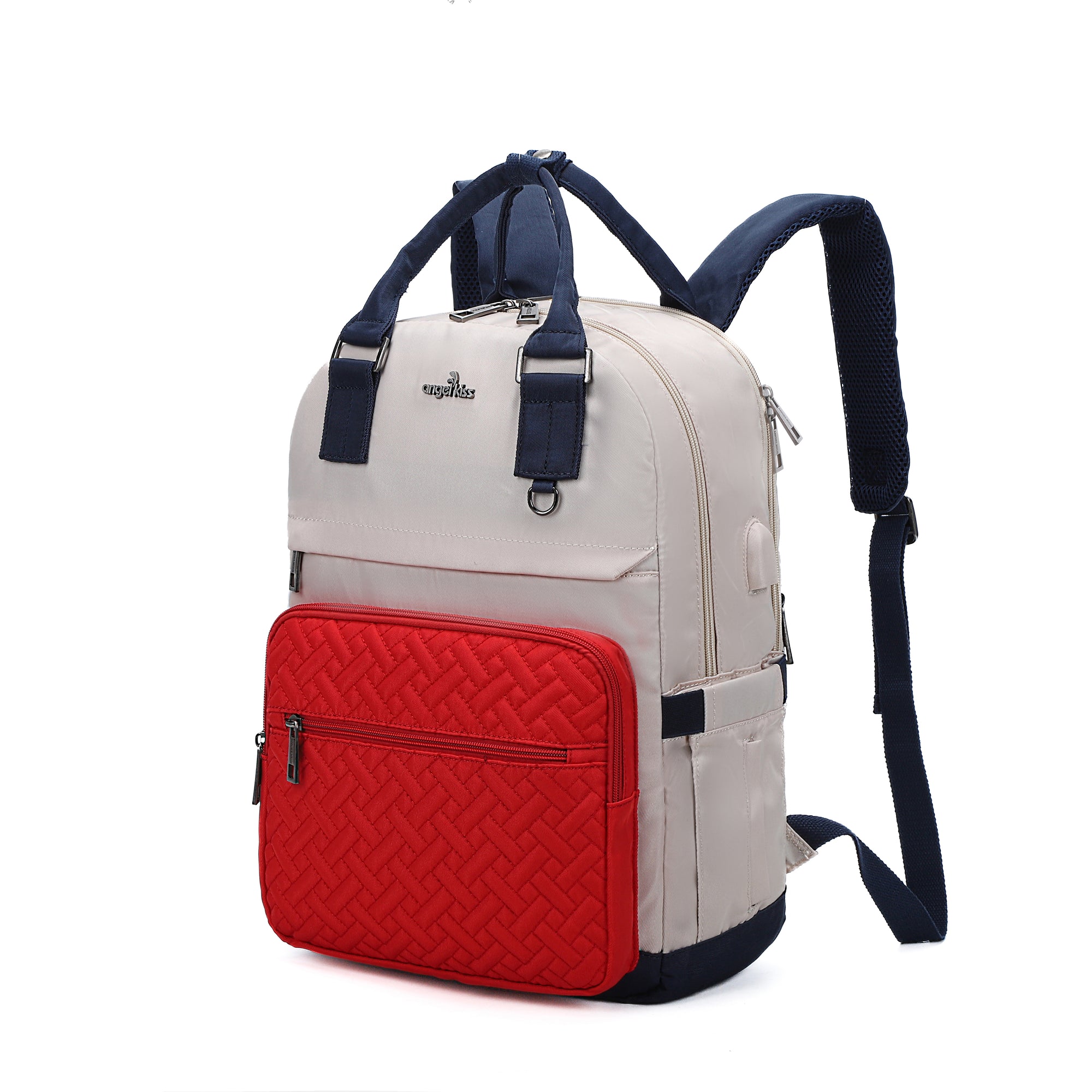 large capacity splicing daily convenient computer backpack for men and women搜料亿没得-Angelkiss Bag