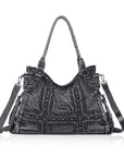 Vintage Denim Rivet Large Capacity Tote Shoulder Bag