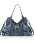 Vintage Denim Rivet Large Capacity Tote Shoulder Bag