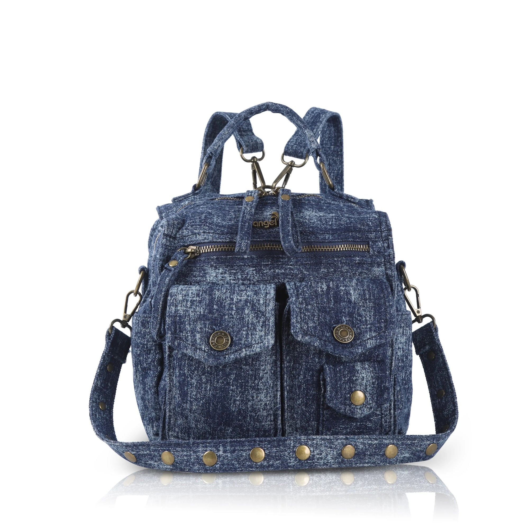 Denim Vintage Backpack – Multi-Pocket Convertible Tote for Commuting & Daily Use