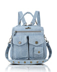 Denim Vintage Backpack – Multi-Pocket Convertible Tote for Commuting & Daily Use