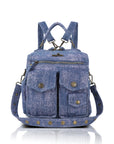 Denim Vintage Backpack – Multi-Pocket Convertible Tote for Commuting & Daily Use