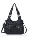 Vintage Studded Shoulder Bag with Dual Front Pockets