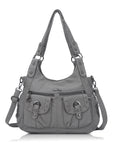 Vintage Studded Shoulder Bag with Dual Front Pockets