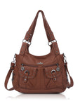 Vintage Studded Shoulder Bag with Dual Front Pockets