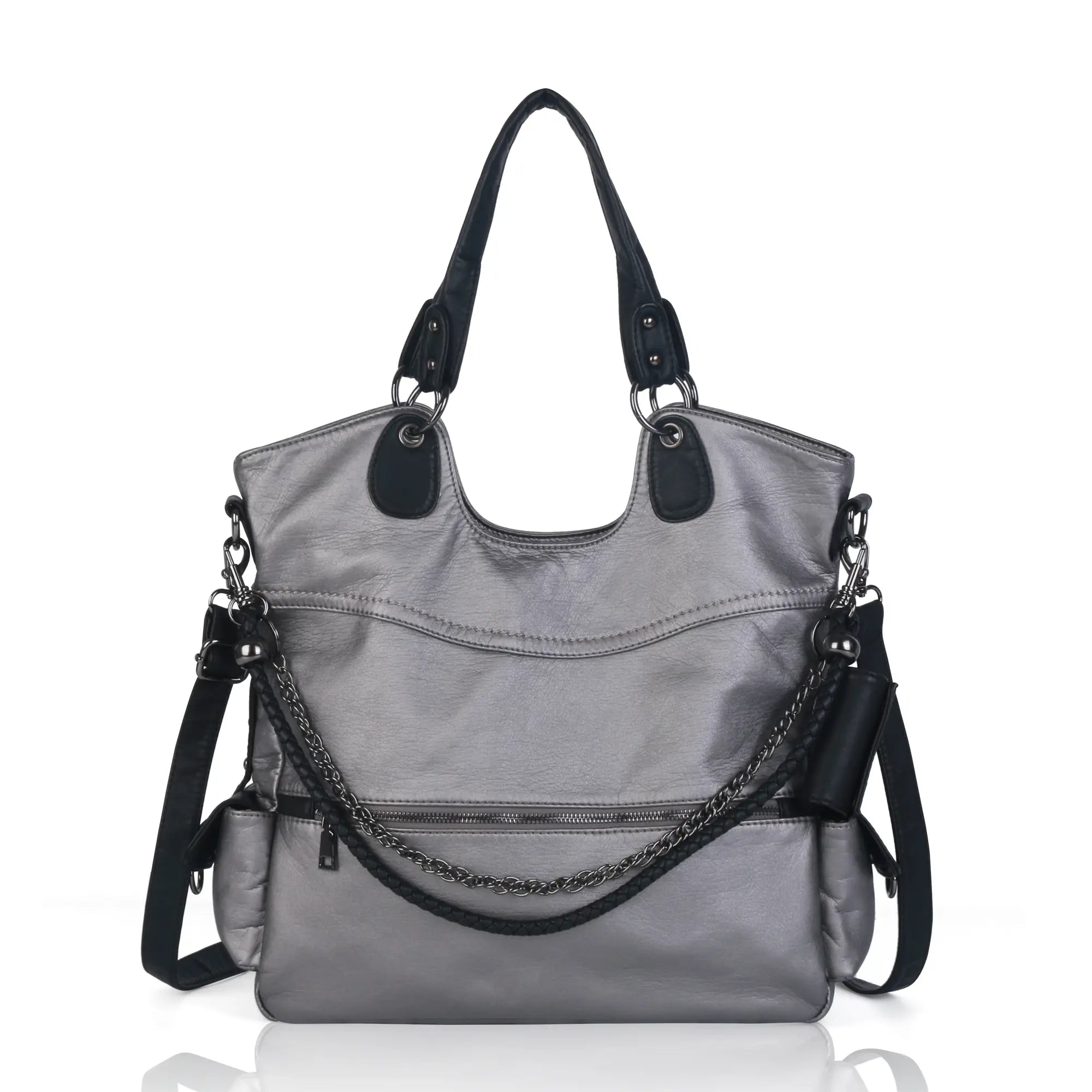 Vegan PU Leather Tote Shoulder Bag, Large Capacity – Ideal for Work, School, Business & Travel