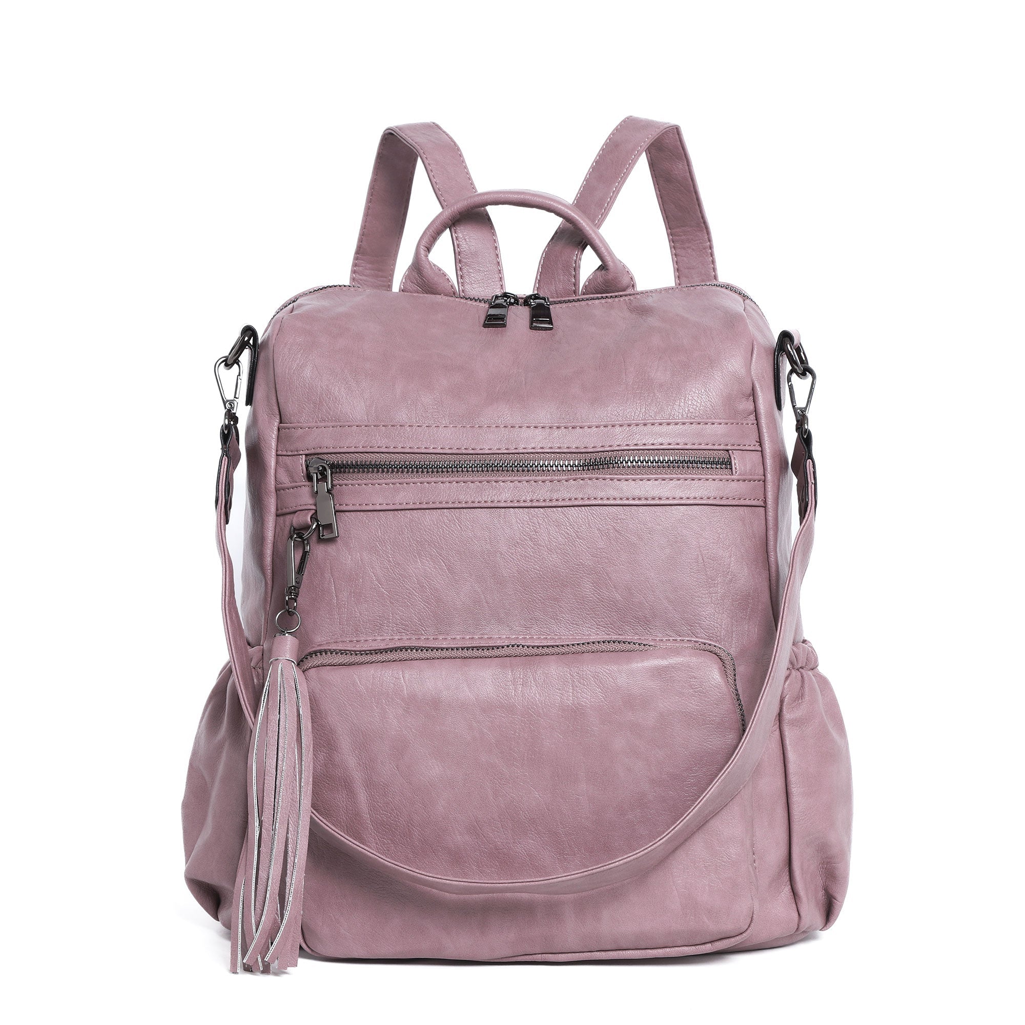 Women's large capacity backpacks for school, pu wash leather-Angelkiss Bag