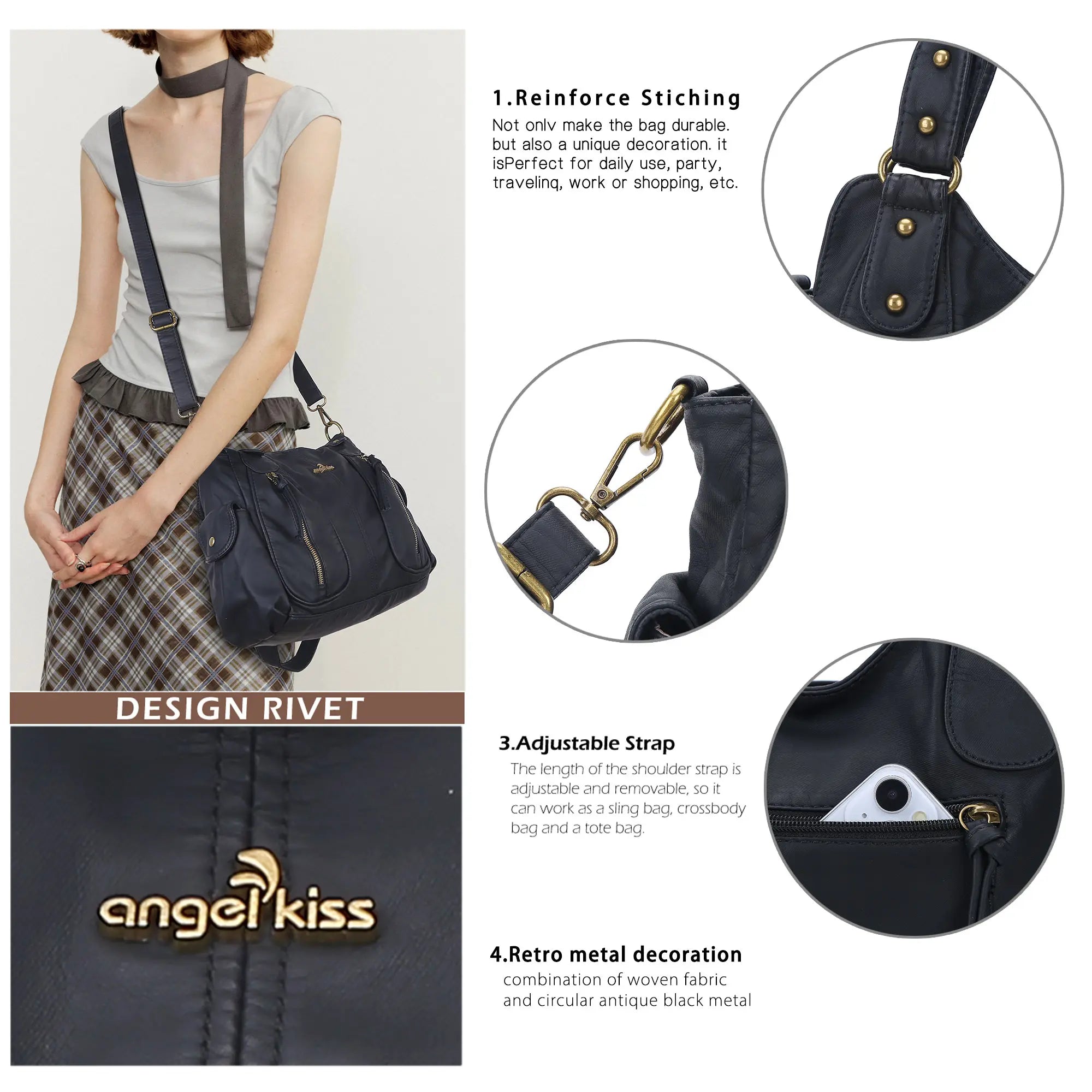 Soft big bag – practical women’s bag with multiple pockets | Angelkiss