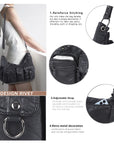 Vintage-Inspired Vegan Leather Shoulder Bag with Multi-Pocket Design