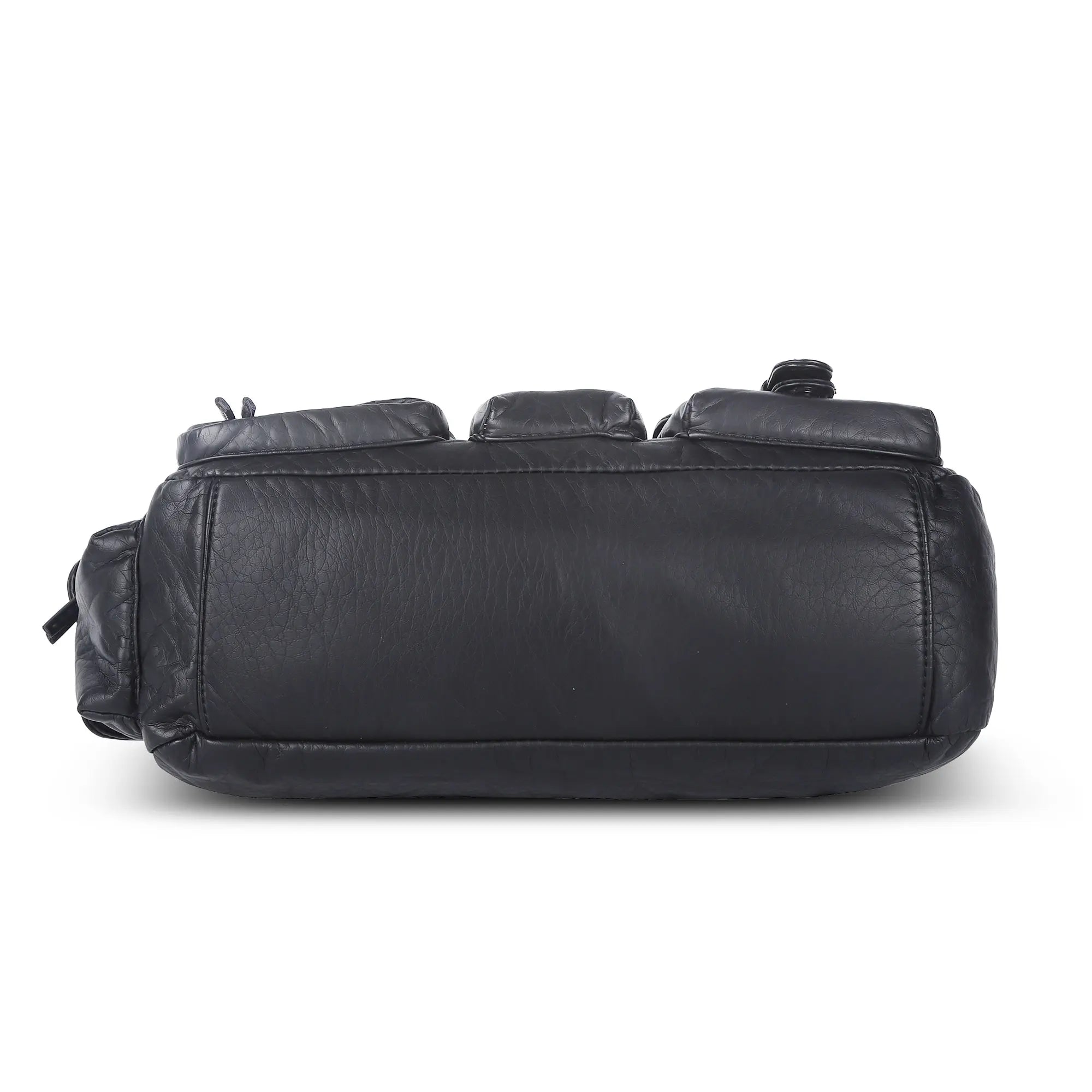 Vintage-Inspired Vegan Leather Shoulder Bag with Multi-Pocket Design