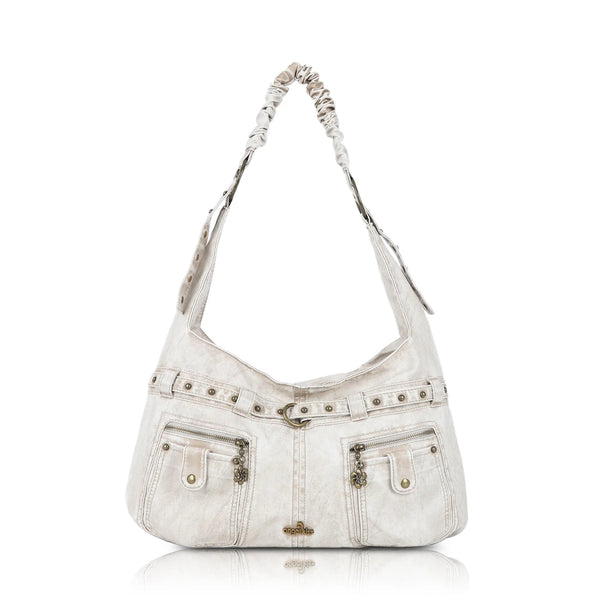 Vintage Vegan Leather Handbag – Multi-Pocket Shoulder Tote
