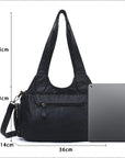 Vintage Bronze PU Leather Handbag – Multi-Pocket Shoulder Tote & Crossbody Bag