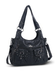 Vintage Studded Shoulder Bag with Dual Front Pockets