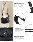 Vintage Studded Shoulder Bag with Dual Front Pockets
