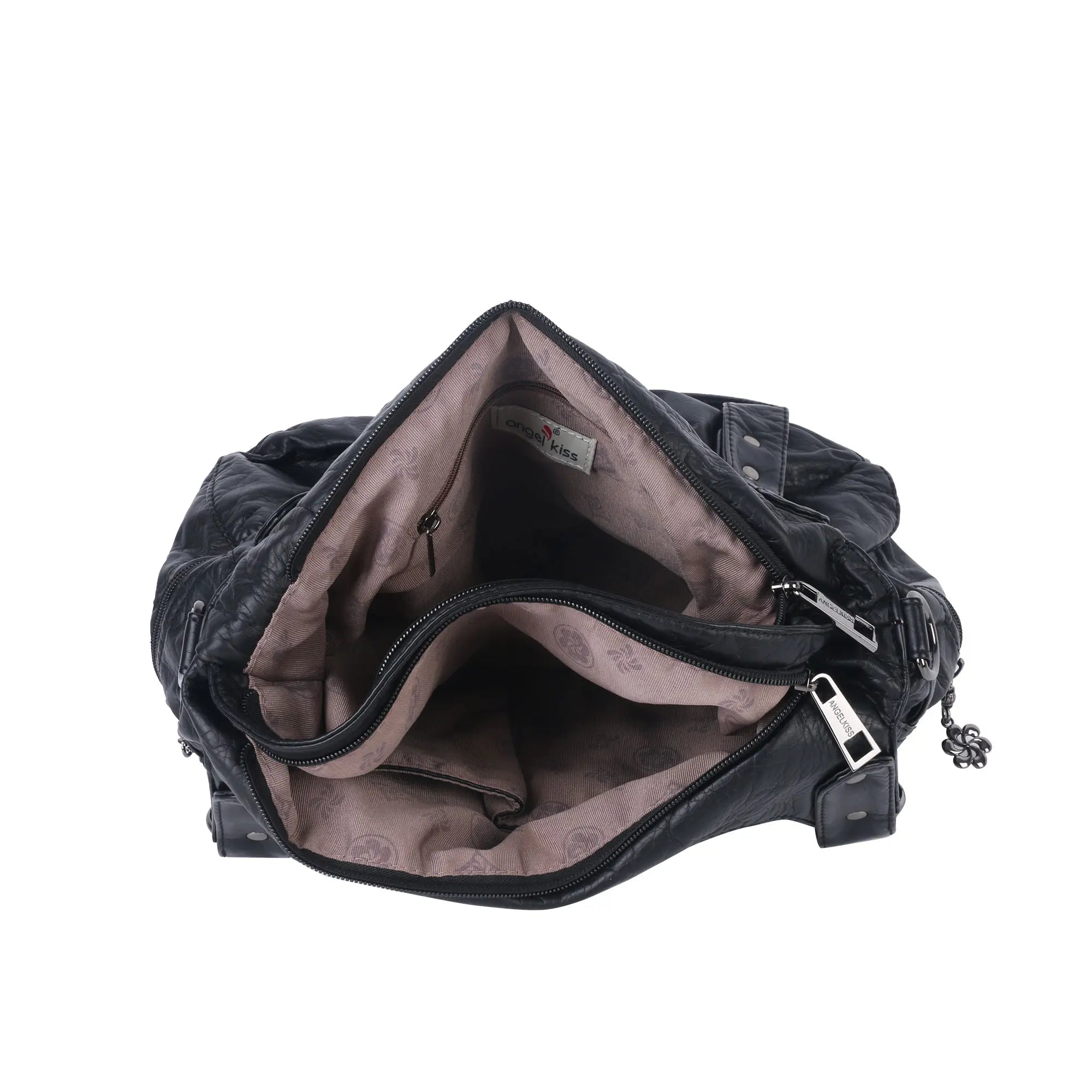 Vintage Studded Shoulder Bag with Dual Front Pockets