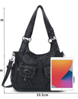 Vintage Studded Shoulder Bag with Dual Front Pockets
