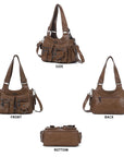 Multi-Pocket Soft PU Shoulder Bag with Crossbody Strap