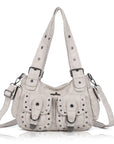 Vintage Y2K Studded Multi-Pocket Semi-Soft Tote Shoulder Bag