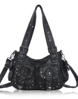 Vintage Y2K Studded Multi-Pocket Semi-Soft Tote Shoulder Bag