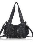 Vintage Y2K Studded Multi-Pocket Semi-Soft Tote Shoulder Bag