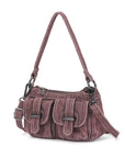 Vintage Utility Multi-Pocket Denim Baguette Shoulder Bag