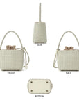 Boho Vintage Woven Beige Beach Tote Bag