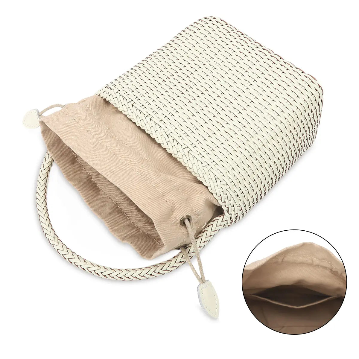 Boho Vintage Woven Beige Beach Tote Bag