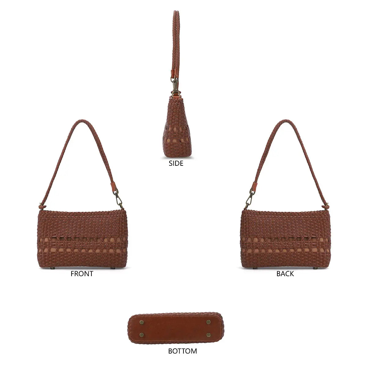 Vintage Versatile Woven Brown Shoulder & Handbag