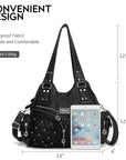 Women Large capacity hobo Handbag Washed PU Leather-Angelkiss Bag