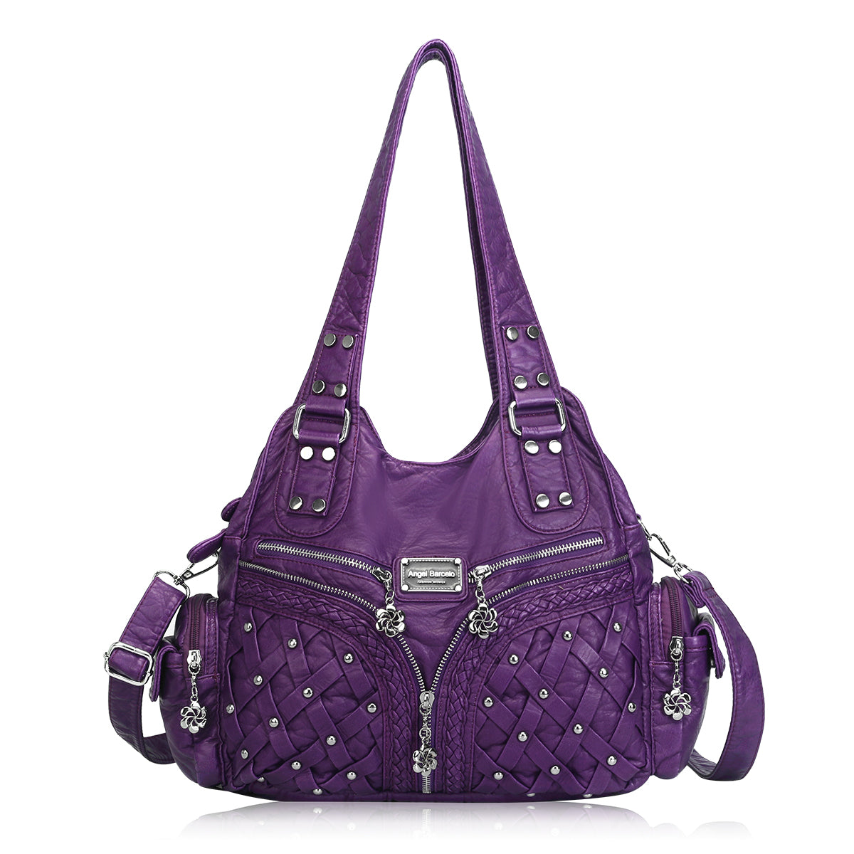 Women Large capacity hobo  Handbag Washed PU Leather-Angelkiss Bag