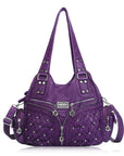Women Large capacity hobo Handbag Washed PU Leather-Angelkiss Bag