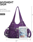 Women Large capacity hobo Handbag Washed PU Leather-Angelkiss Bag