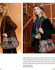 Washed leopard print PU multi-pocket shoulder bag for women-Angelkiss Bag