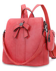 large capacity solid color multi-functional backpack-Angelkiss Bag