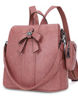 large capacity solid color multi-functional backpack-Angelkiss Bag